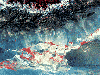 Landsat image of the Turpan
Depression of China