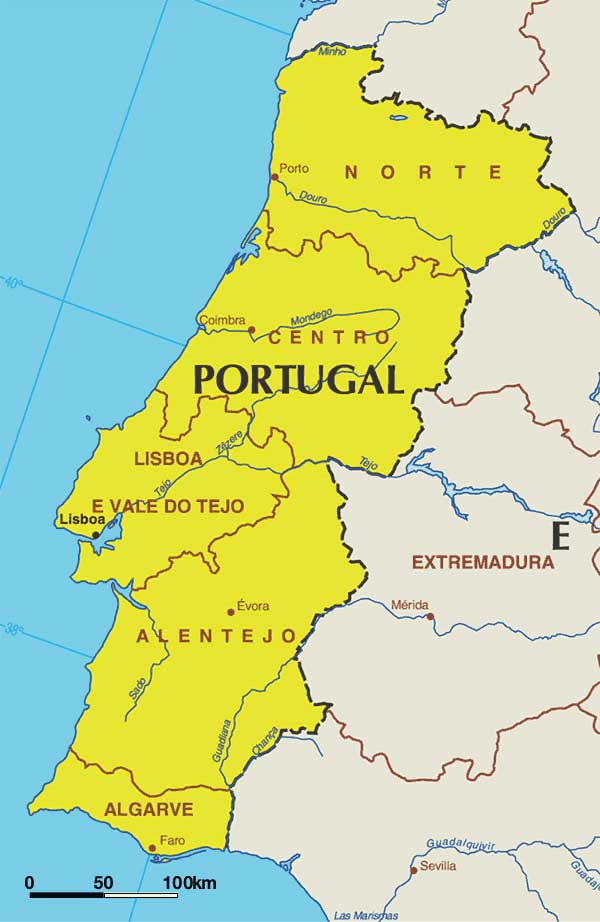 Mapa das AH na Região Centro de Portugal